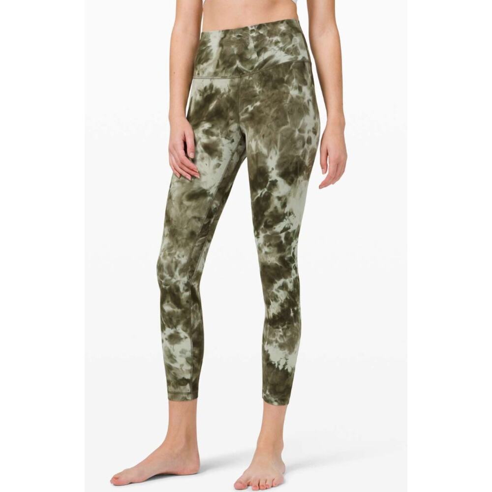 Lululemon Align Leggings Diamond Tie Dye Green Olive Athleisure Workout Athletic